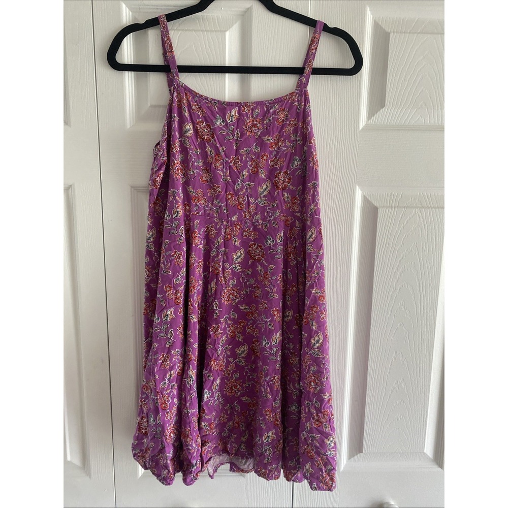 Gap Floral Smocked Mini Dress Womens Size M Purple Boho Summer Strappy Cottage